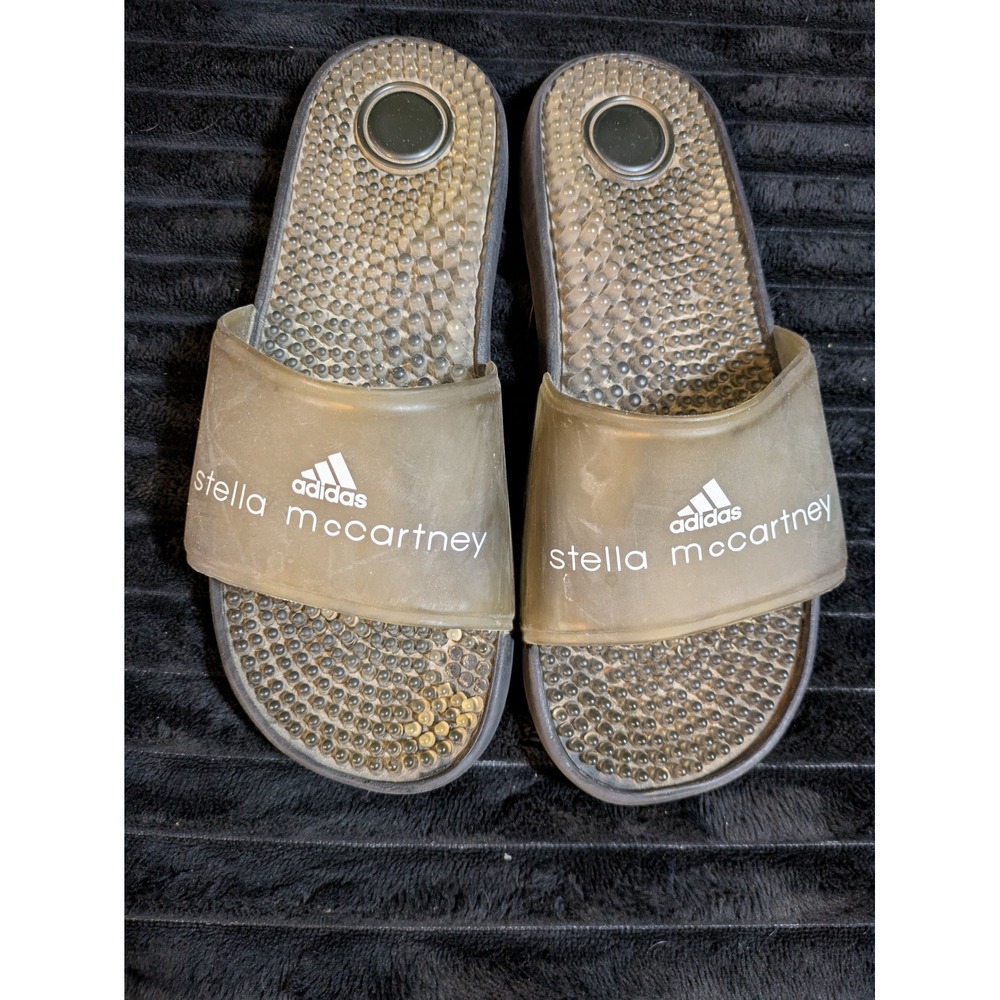 Adidas Stella McCartney Massage Slides Grey Clear Athletic Sandals Women US 8